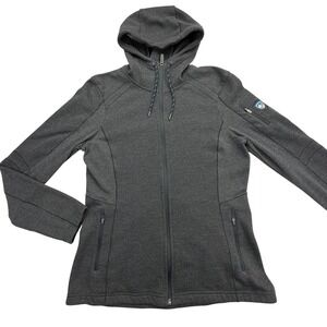 Kuhl Jacket Womens S Gray Fleece Hooded Full Zip Pockets Outdoor Hiking